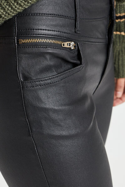 Pantalon skinny enduit noir femme