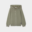 Sweat zippé à capuche vert kaki garçon