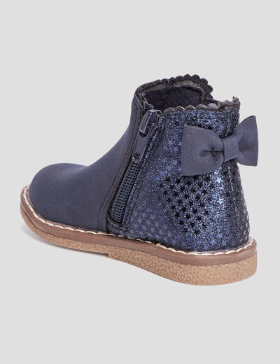Bottines zippées avec noeud bleu bébé fille