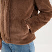 Veste fausse fourrure col montant taupe femme