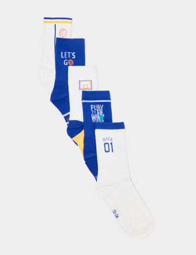 Lot 5 paires chaussettes bleu roi garçon