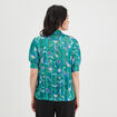 Blouse col lavalière manches courtes vert femme