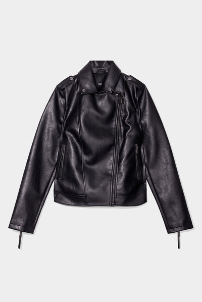 Veste biker simili cuir ajustée Liberto noir femme