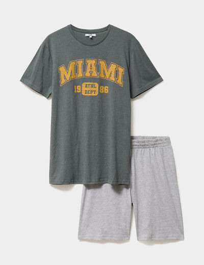 Ensemble pyjama short et t-shirt vert kaki homme