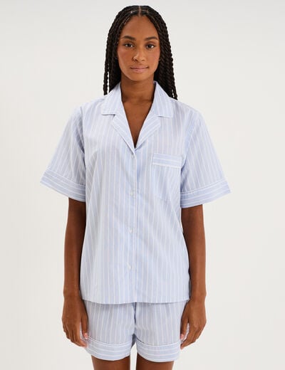 Ensemble pyjama chemise et short ecru femme