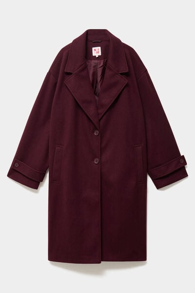 Manteau midi oversize boutonn&eacute; violet fonc&eacute; femme grande taille