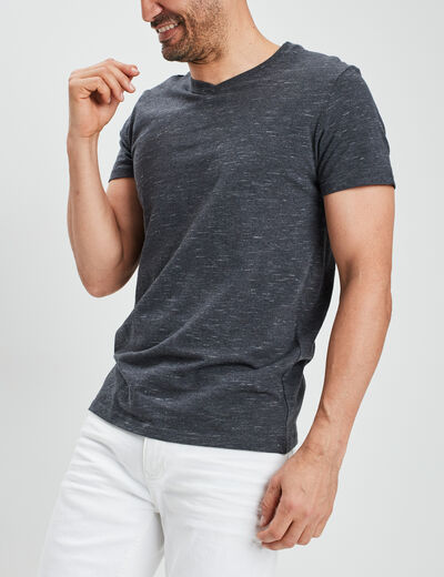 T-shirt manches courtes chiné gris foncé homme