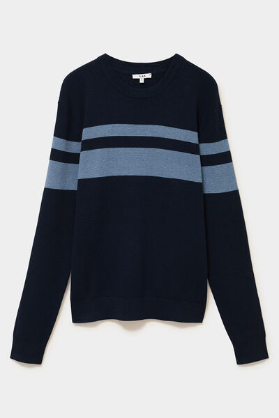Pull manches longues bleu marine homme