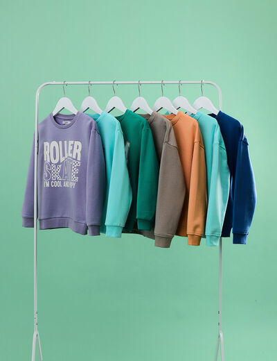 Sweat col rond manches longues mauve garçon
