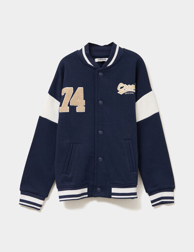 Gilet boutonné col teddy bleu marine garçon
