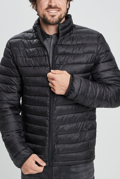 Doudoune droite légère col montant noir homme