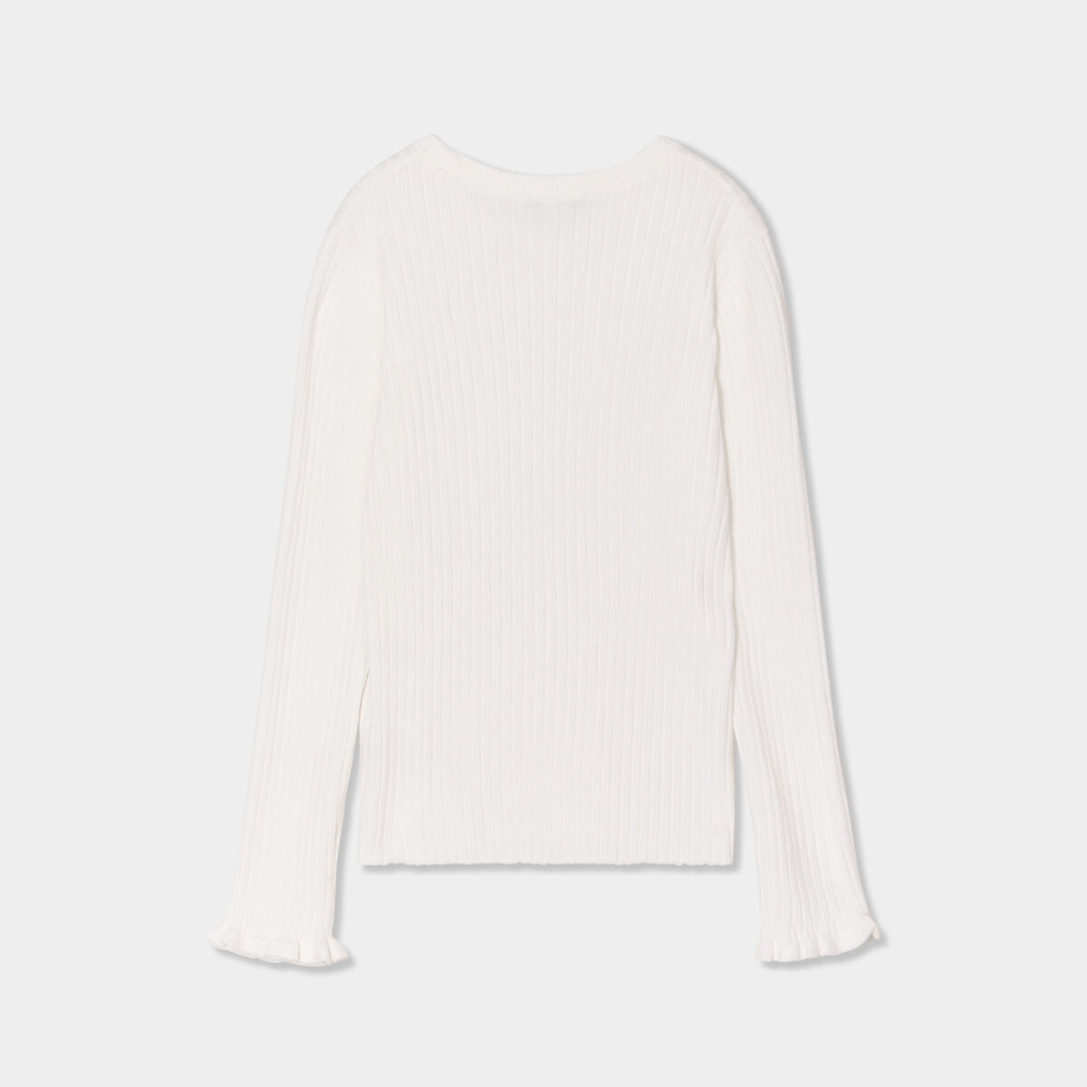 Pull c&ocirc;tel&eacute; ajust&eacute; manches longues ivoire fille