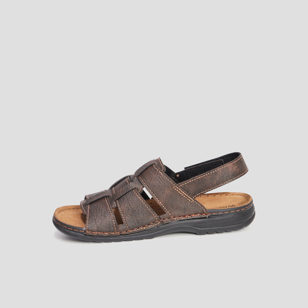 Sandales bride à scratch marron homme