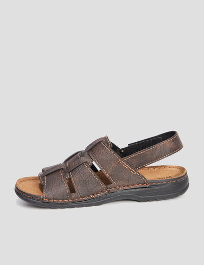 Sandales bride à scratch marron homme