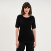 Pull manches courtes col rond noir femme