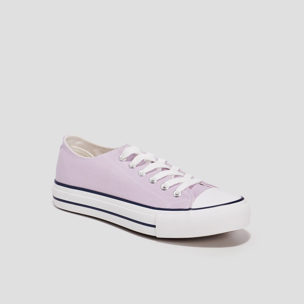 Tennis en toile &agrave; lacets mauve femme