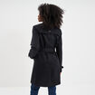 Trench mi-long ceinturé noir femme