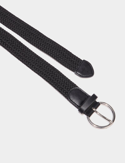 Ceinture tressée avec boucle ronde noir femme