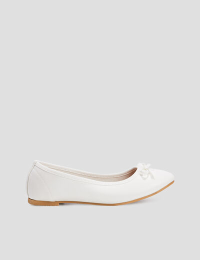 Ballerines &agrave; noeuds blanc fille