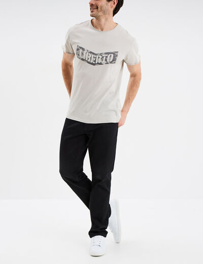T-shirt manches courtes coton d&eacute;lav&eacute; gris clair homme