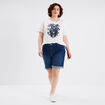 Short en jean droit 5 poches denim stone femme grande taille