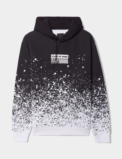 Sweat à capuche hoodie Liberto dip dye noir homme