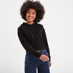Sweat à capuche hoodie crop top coton noir femme