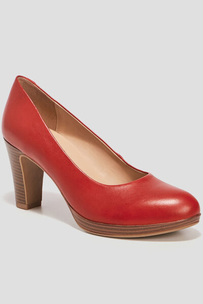 Escarpins à talons en cuir rouge femme