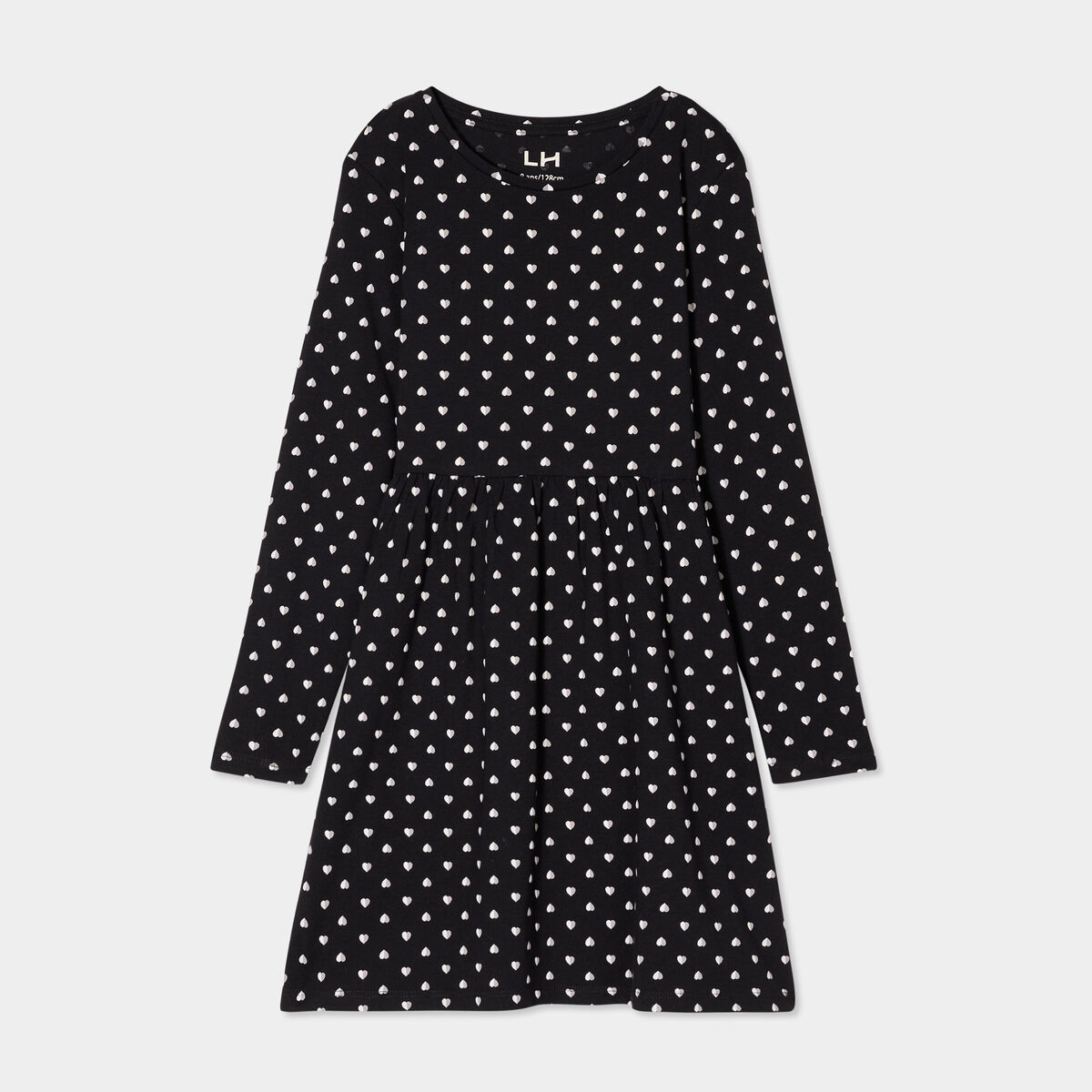 Robe trapèze manches longues coton noir fille