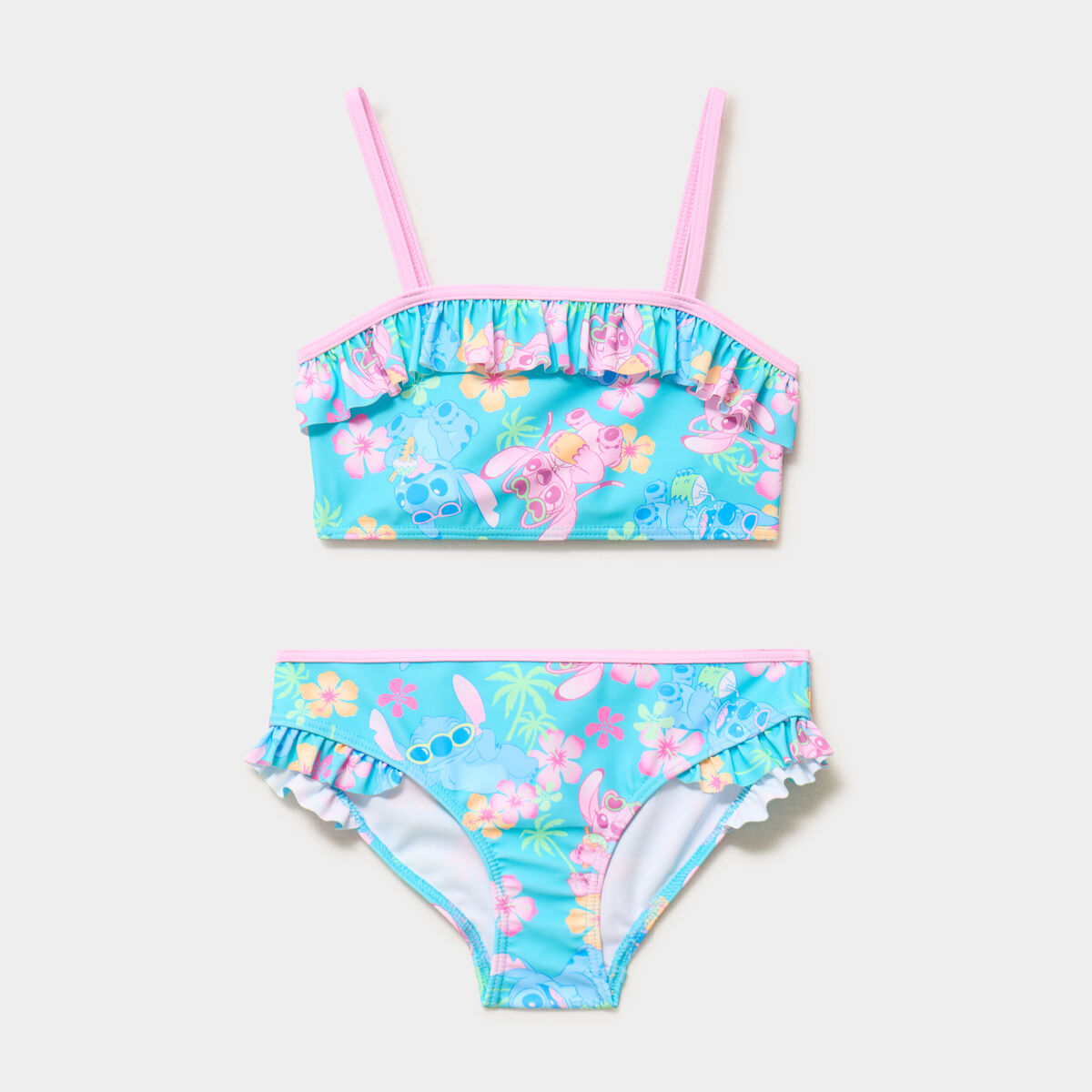 Maillot de bain 2 pi&egrave;ces Stitch bleu turquoise fille