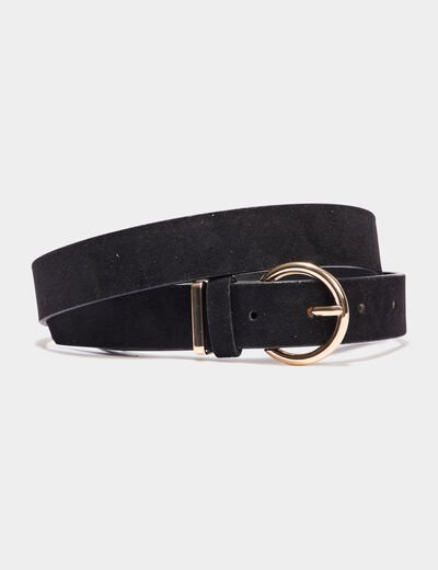 Ceinture effet suédine noir femme