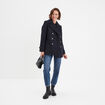 Manteau caban double boutonnage bleu marine femme