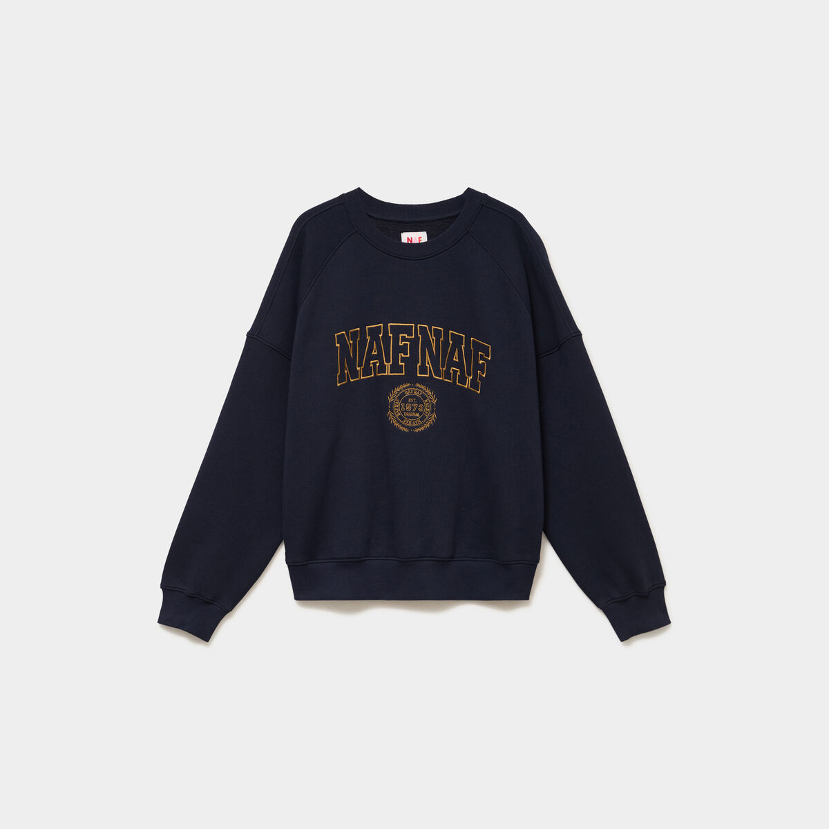 Sweat oversize logo NAF NAF brod&eacute; bleu fonc&eacute; femme