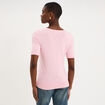 Pull manches courtes col rond rose clair femme