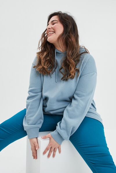 Sweat à capuche hoodie gris femme grande taille