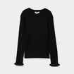 Pull côtelé ajusté manches longues noir fille