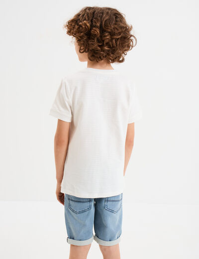 T-shirt brodé manches courtes coton blanc garçon