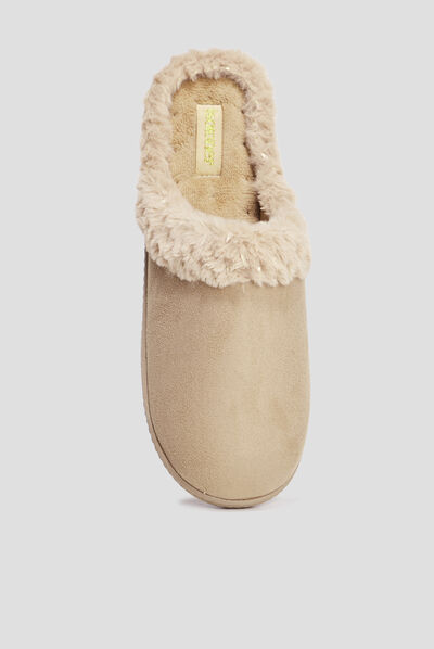 Chaussons mules Isotoner camel femme
