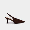 Escarpins slingback &agrave; talons aiguilles marron fonc&eacute; femme