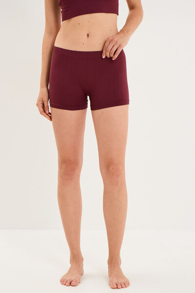 Shorty sans couture taille &eacute;lastiqu&eacute;e prune femme