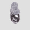 Chaussons mules sequins et fourrure gris femme