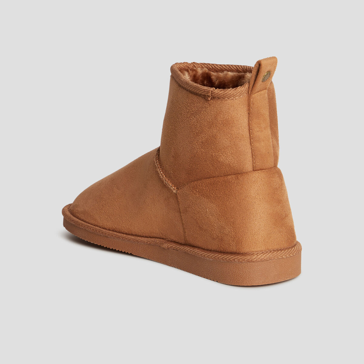 Bottines fourr&eacute;es effet su&eacute;dine sable femme