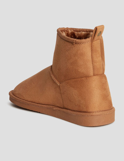 Bottines fourr&eacute;es effet su&eacute;dine sable femme