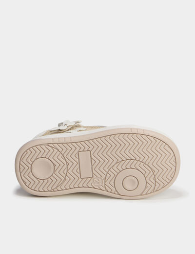 Baskets montantes zipp&eacute;es &agrave; paillettes ivoire b&eacute;b&eacute; fille
