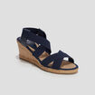 Sandales compens&eacute;es bleu femme