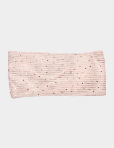 Bandeau tricoté avec strass sable femme