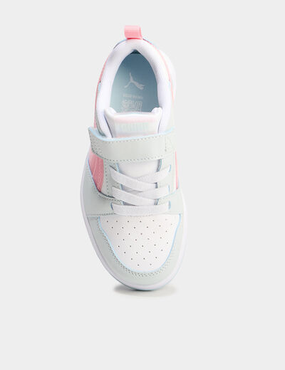 Tennis basses à scratchs Puma vert pastel fille