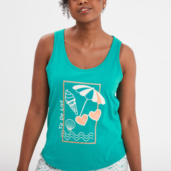 Ensemble pyjama 2 pièces vert foncé femme