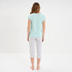 Ensemble pyjama corsaire t-shirt coton bleu turquoise femme