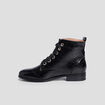 Bottines à lacets vernies noir femme
